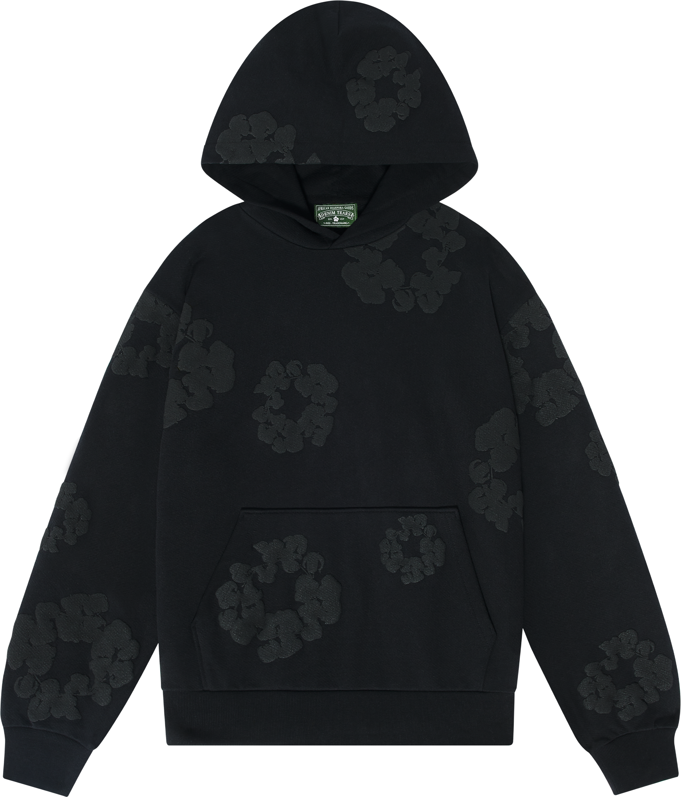 Denim Tears Cotton Wreath Hoodie Black Monochrome