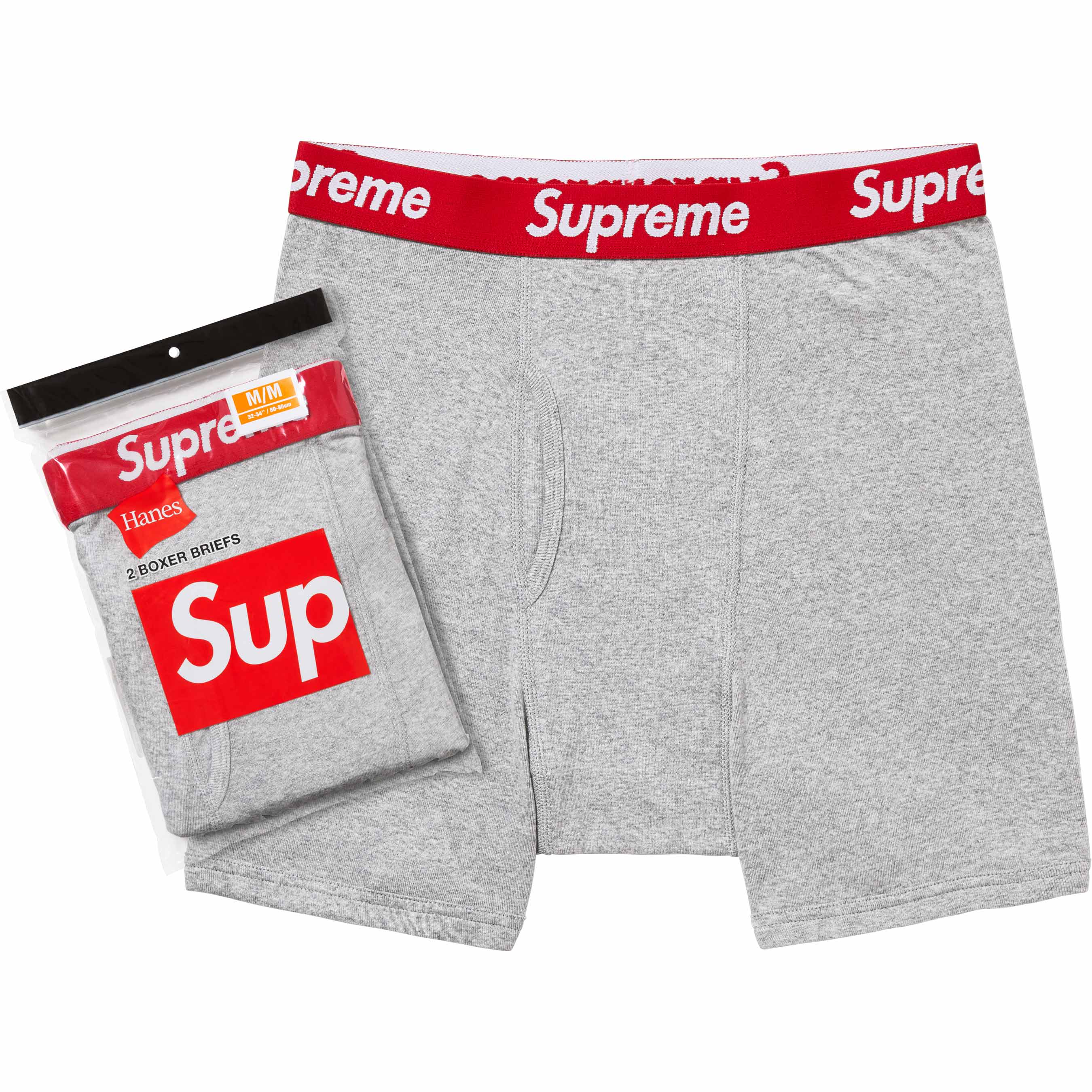 Supreme Hanes Boxer Briefs (2 Pack) Heather Grey