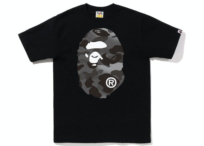 BAPE Grid Camo Big Ape Head Tee Black Black
