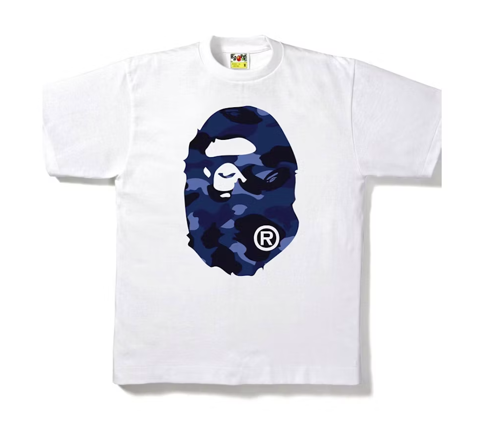 BAPE Color Camo Big Ape Head Tee White/Navy