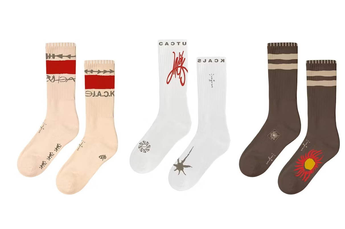 Travis Scott Reverse Jack Socks Trio Brown/White/Cream