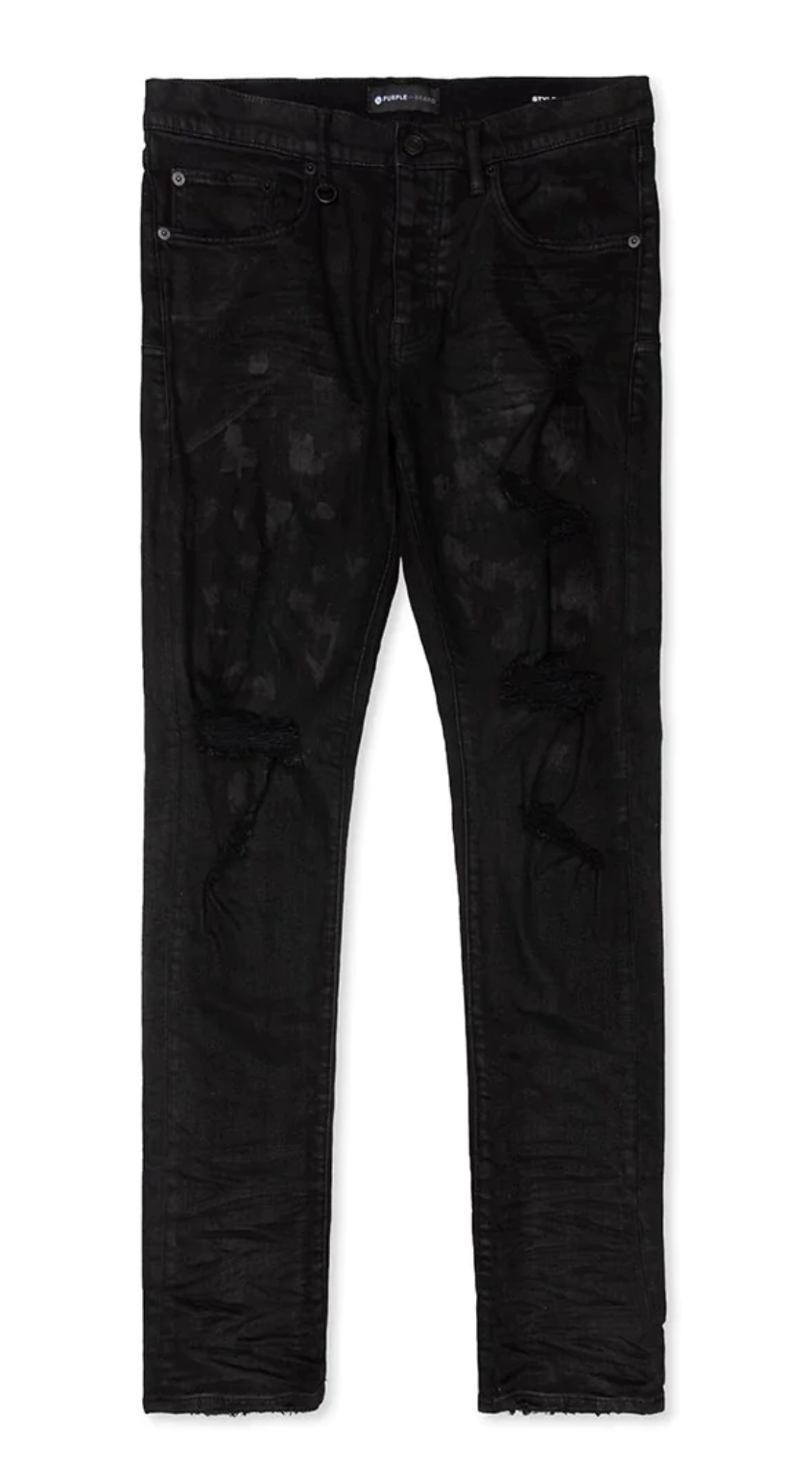 PURPLE BRAND BLACK OIL SPILL JEANS