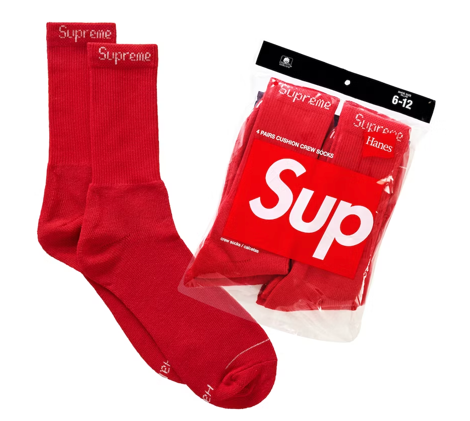 Supreme Hanes Socks (4 Pack) Red