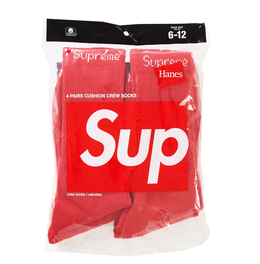 Supreme Hanes Socks (4 Pack) Red