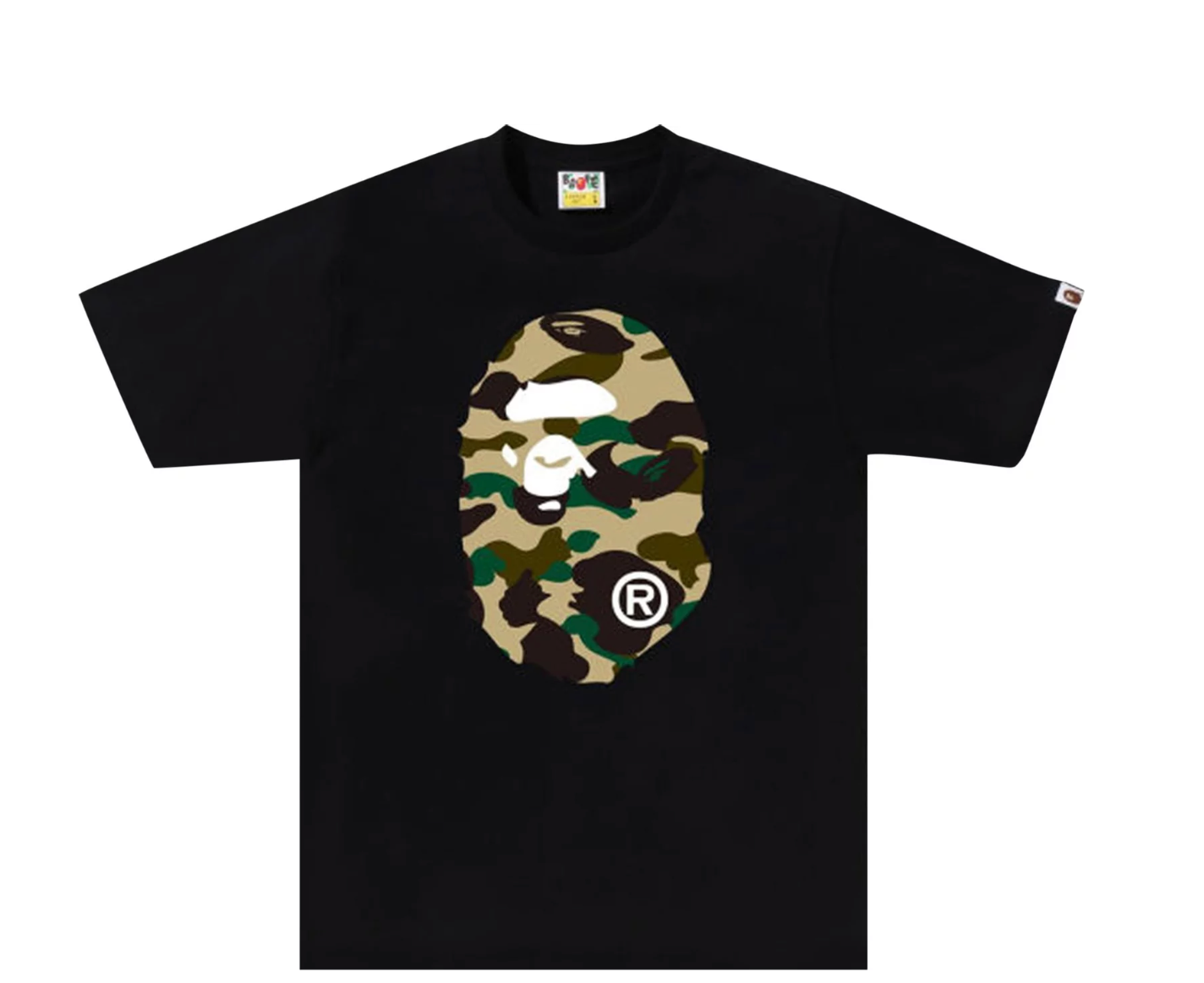 Camiseta BAPE 1st Camo Big Ape Head negro amarillo