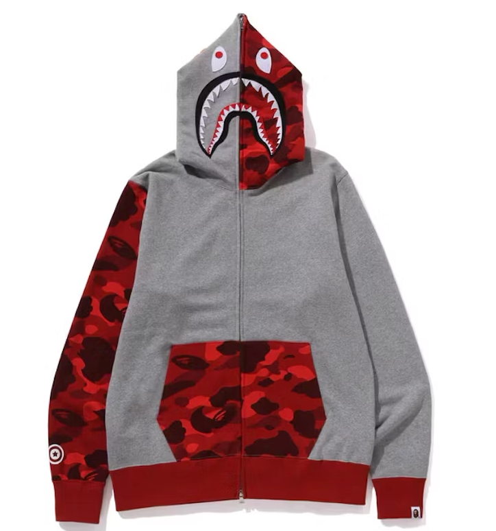 BAPE Color Camo Shark Full Zip Hoodie (FW23) Red