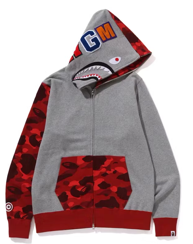 BAPE Color Camo Shark Full Zip Hoodie (FW23) Red