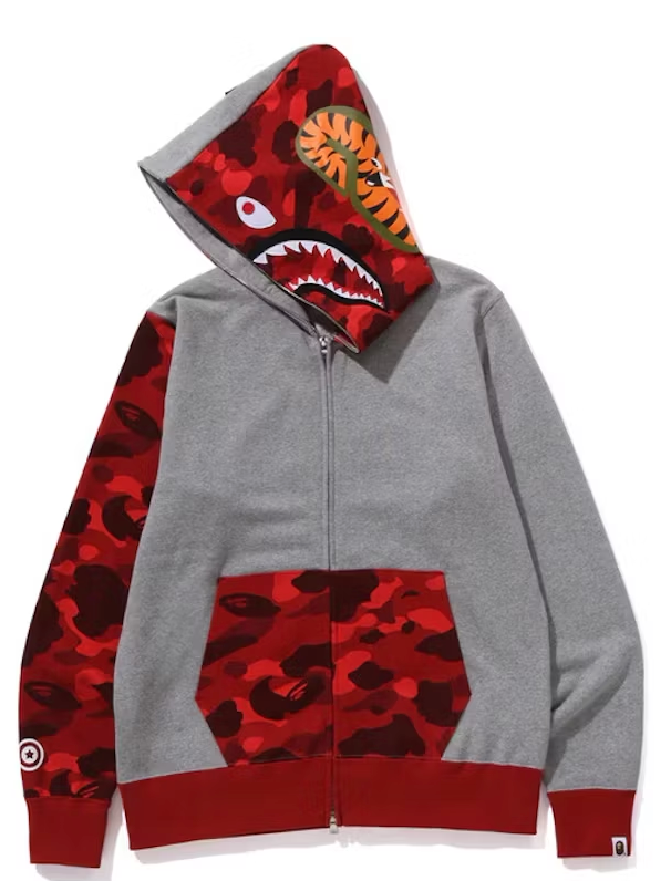 BAPE Color Camo Shark Full Zip Hoodie (FW23) Red
