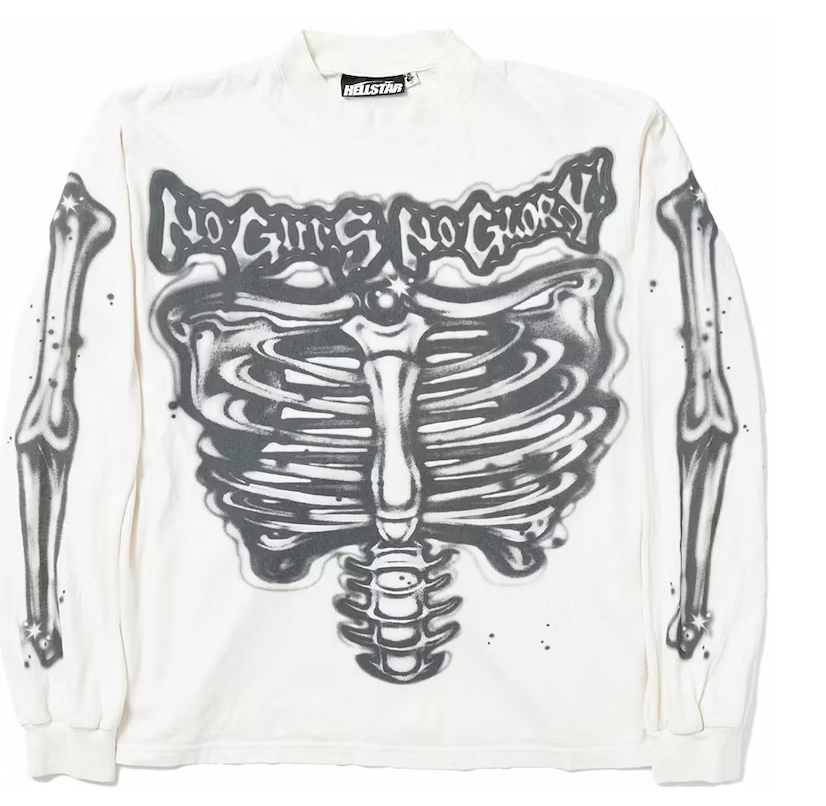 Hellstar Airbrushed Bones Longsleeve White