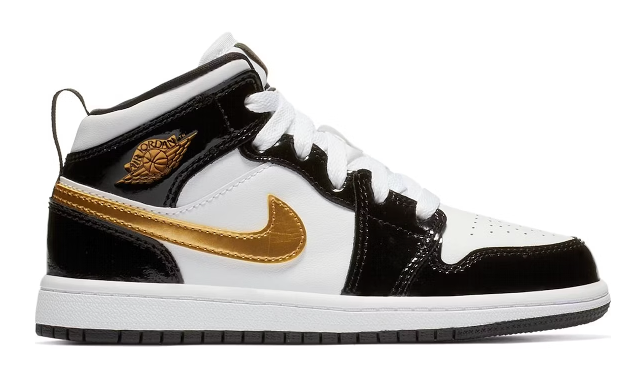 Air Jordan 1 Mid Patent Black White Gold (TD/PS)