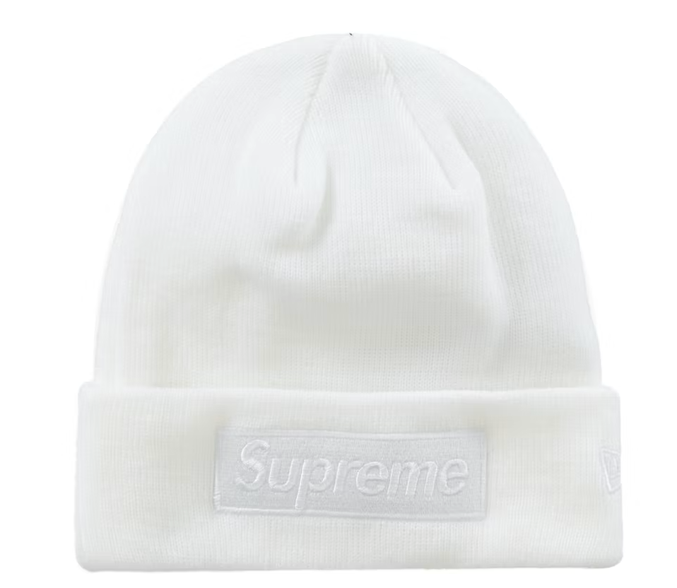Supreme New Era Box Logo Beanie (FW23) White