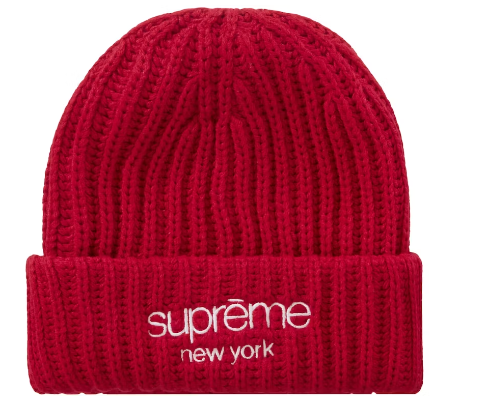Supreme Classic Logo Chunky Ribbed Beanie Red