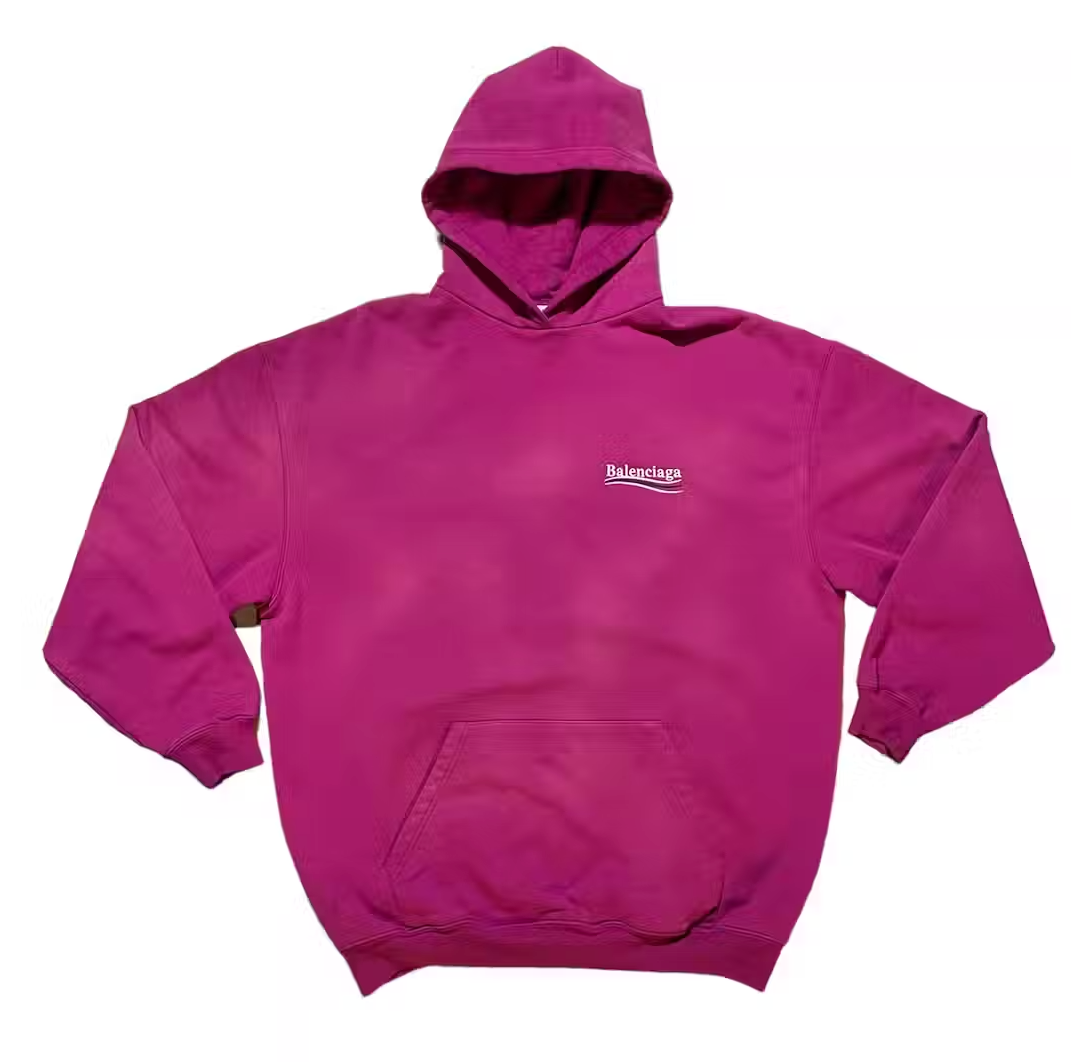 Balenciaga Campaign Logo Graphic Hoodie Dark Fuchsia