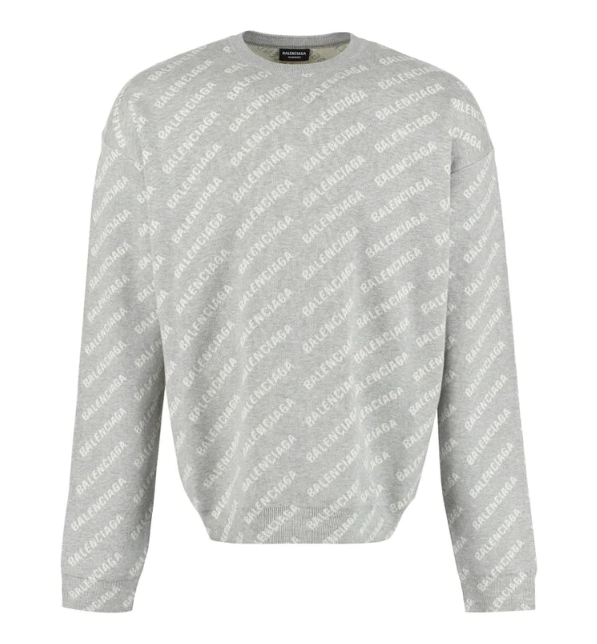 Balenciaga Grey All-Over Logo Crewneck Sweatshirt