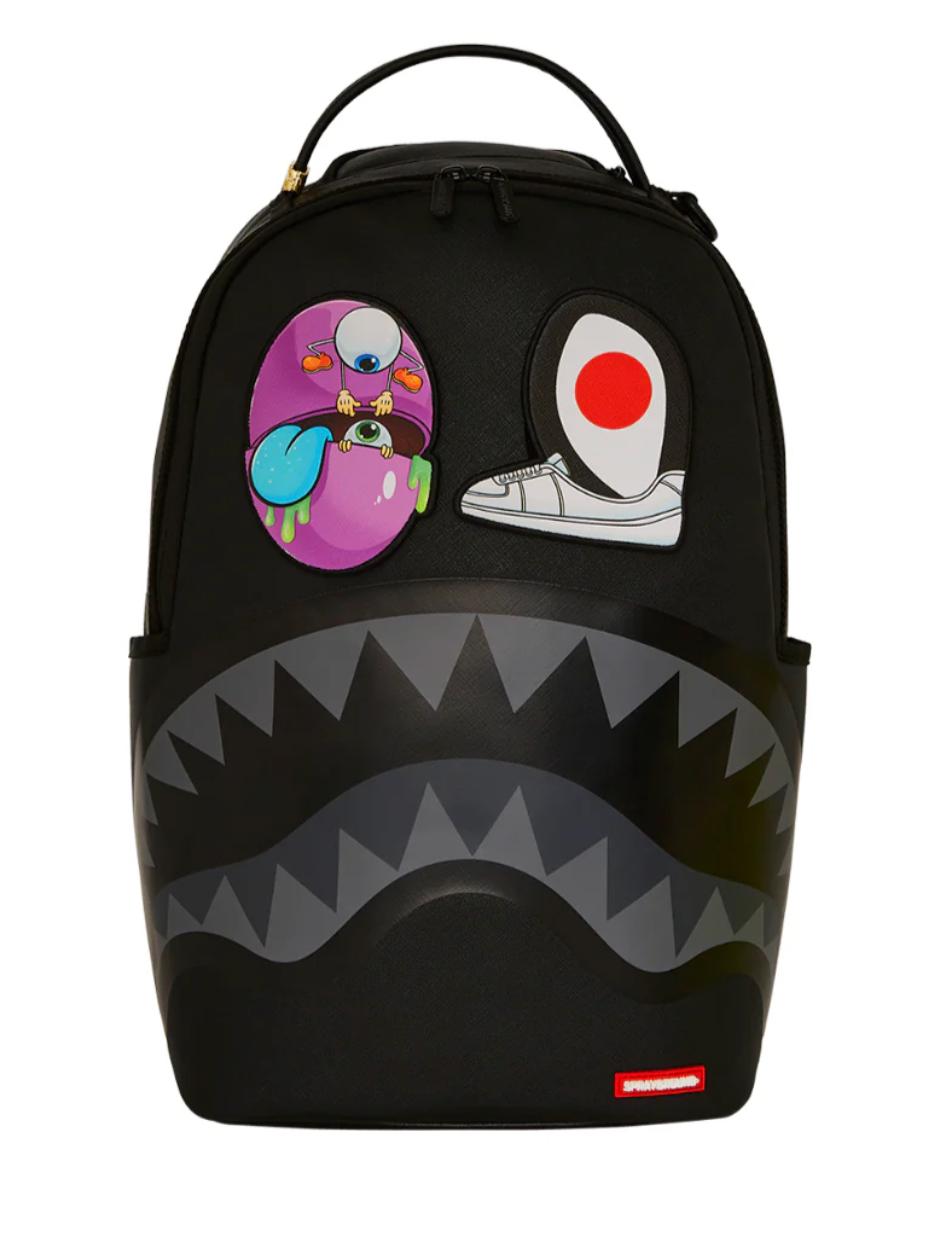 Sprayground Black Removable Eyes DLXSV Backpack