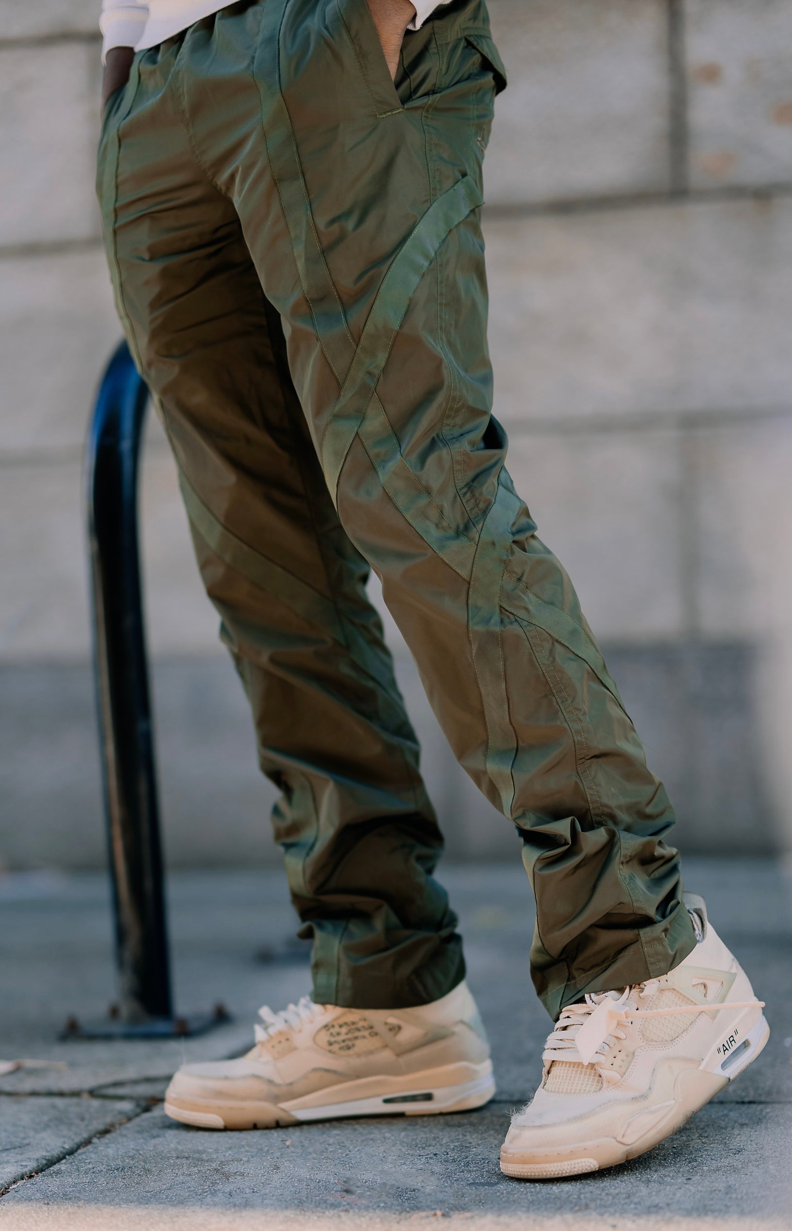 Retrovert Nylon Track Pants Olive