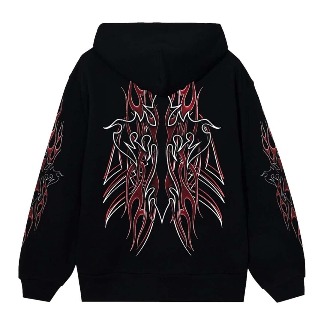 Revenge Flaming Cross Hoodie Black