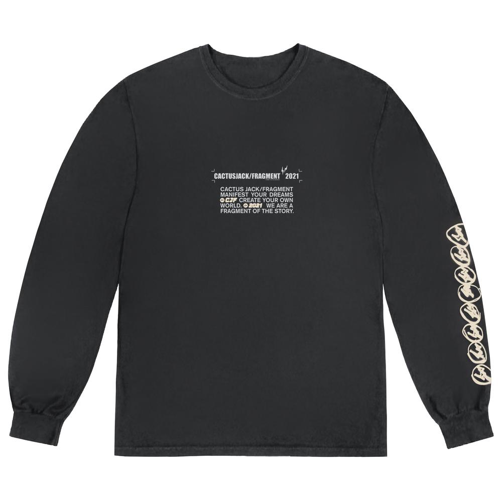 TRAVIS SCOTT CACTUS JACK FOR FRAGMENT LOGO L/S T-SHIRT WASHED BLACK