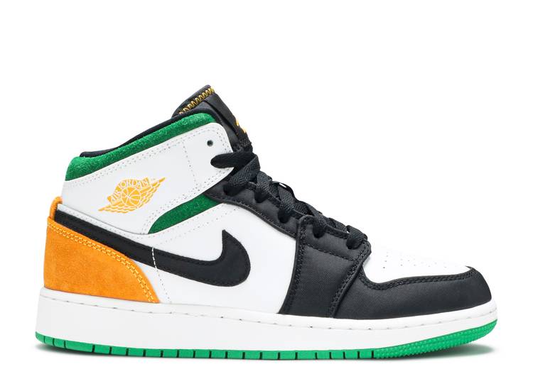 Air Jordan 1 Mid SE White Laser Orange Lucky Green (GS)