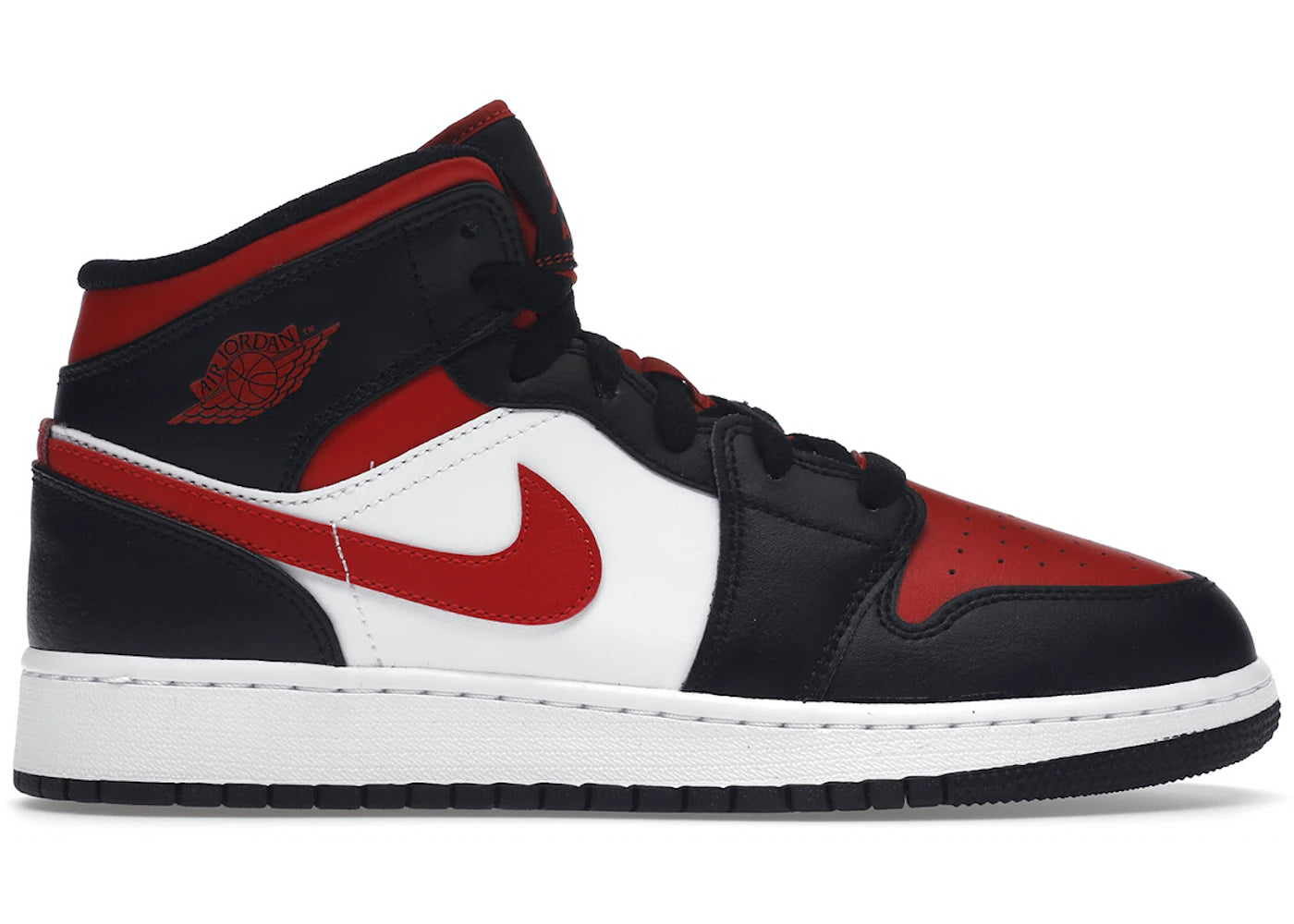 Air Jordan 1 Mid Negro Fuego Rojo (GS)
