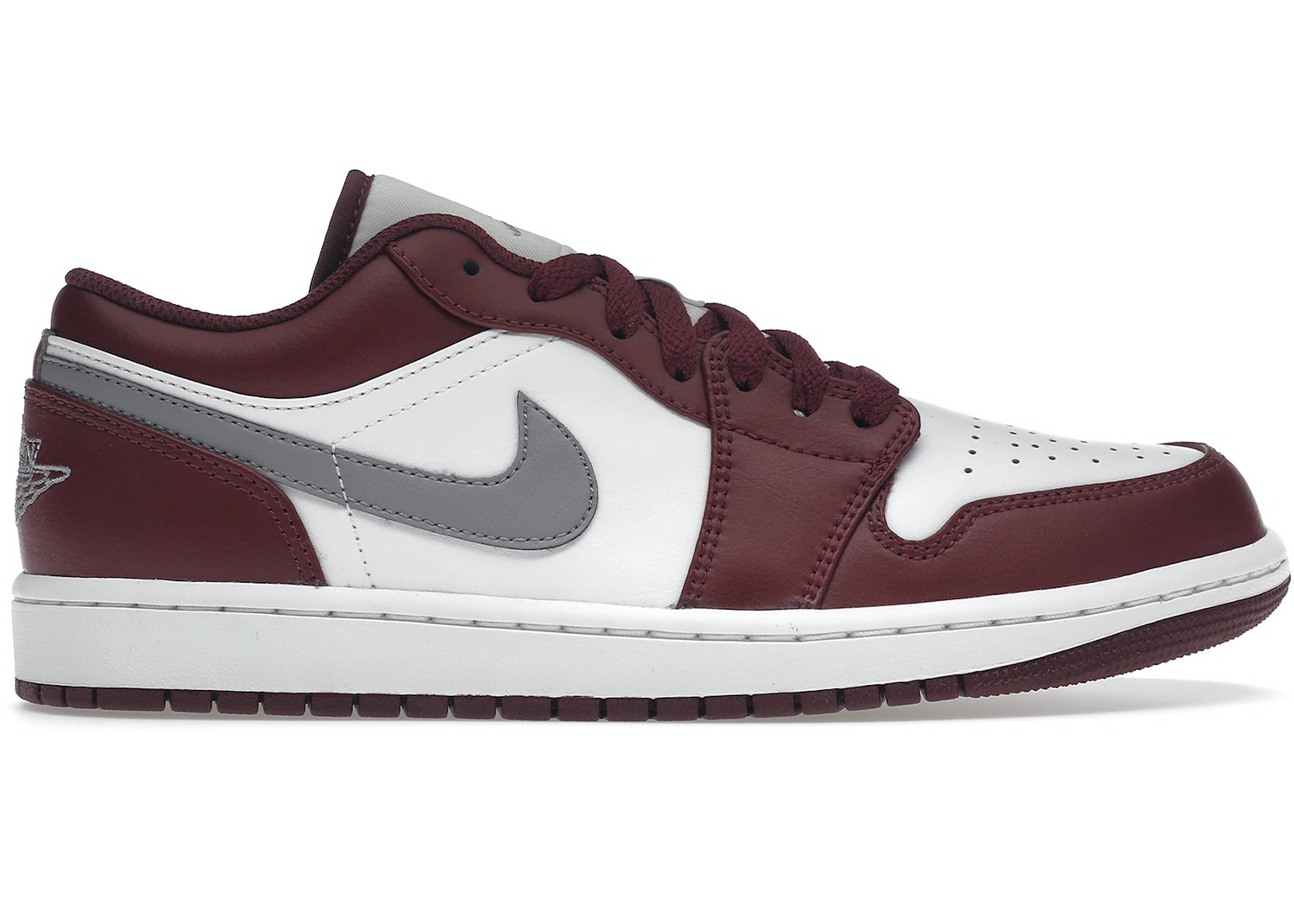 Air Jordan 1 Bajo Blanco Burdeos