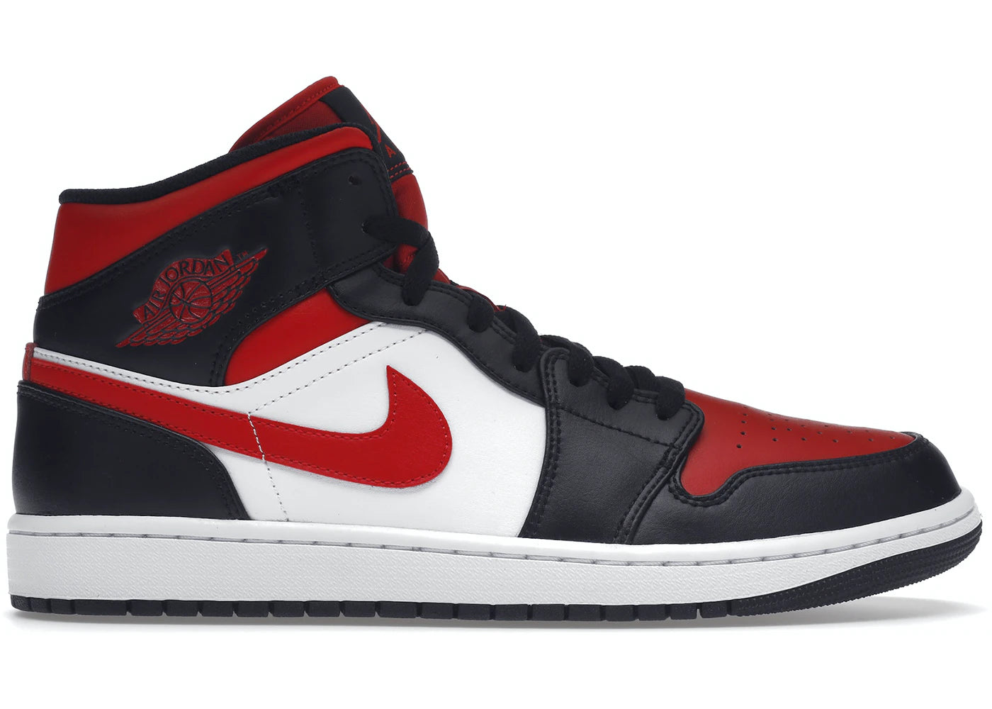 Air Jordan 1 Mid Blanco Negro Rojo (2022)