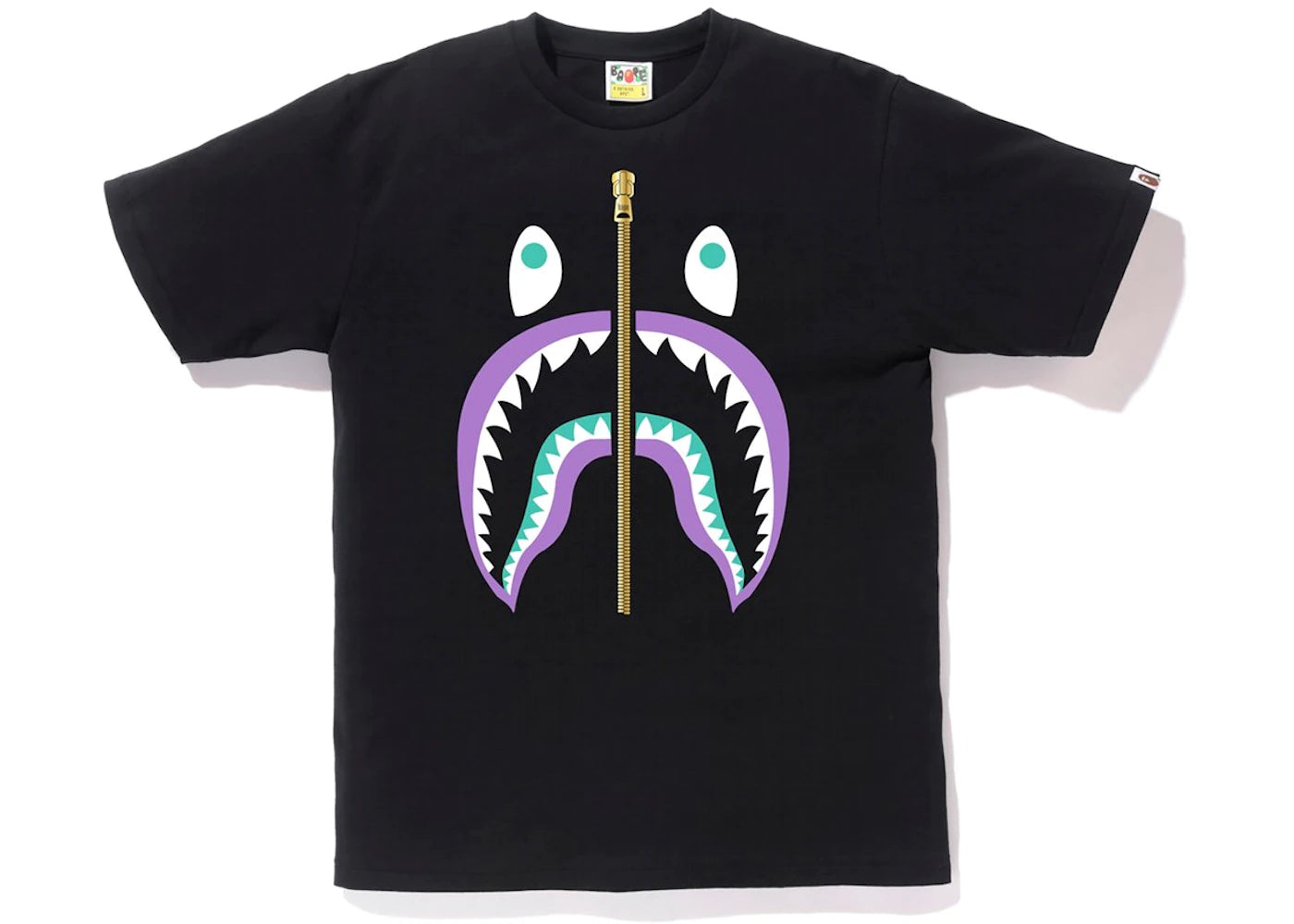 Camiseta BAPE Colors Gold Zip Shark (PV19) Negro