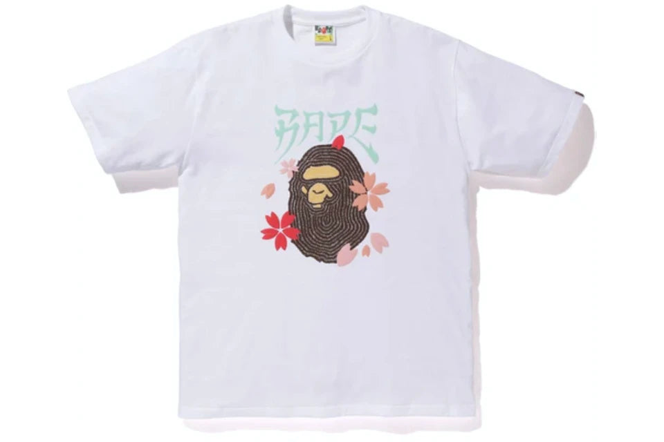 BAPE Bordado Estilo Sakura Ape Head Tee Blanco