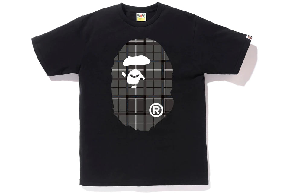 BAPE Logo Check Big Ape Head Tee Negro/Negro