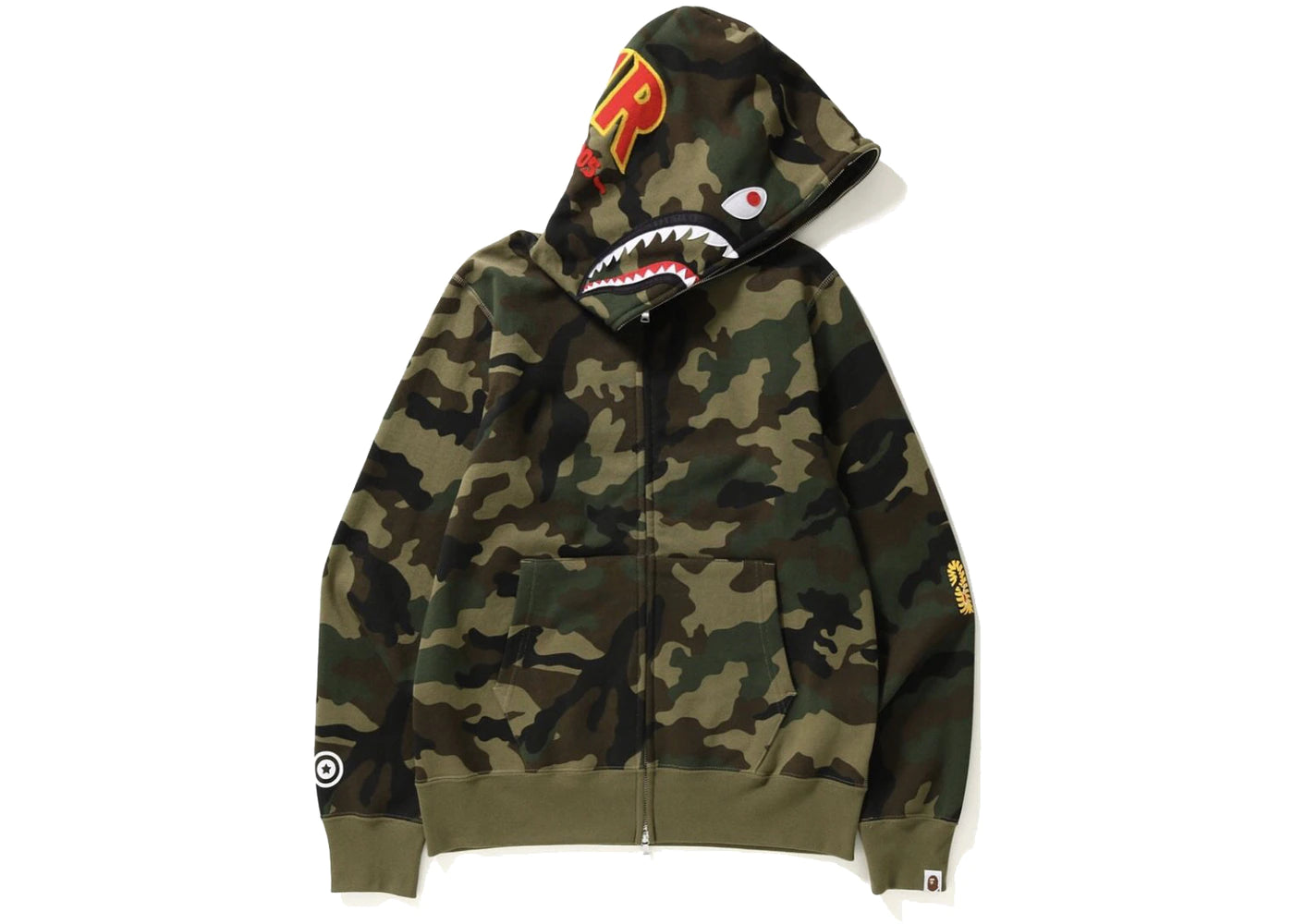 BAPE Woodland Camo Shark Hoodie Green