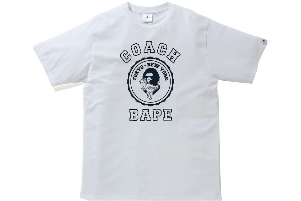 Camiseta universitaria BAPE x Coach Blanco
