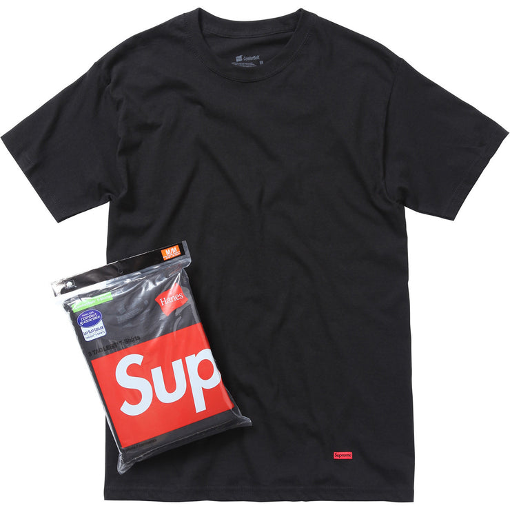 Supreme Hanes camisetas sin etiqueta (paquete de 3) negro