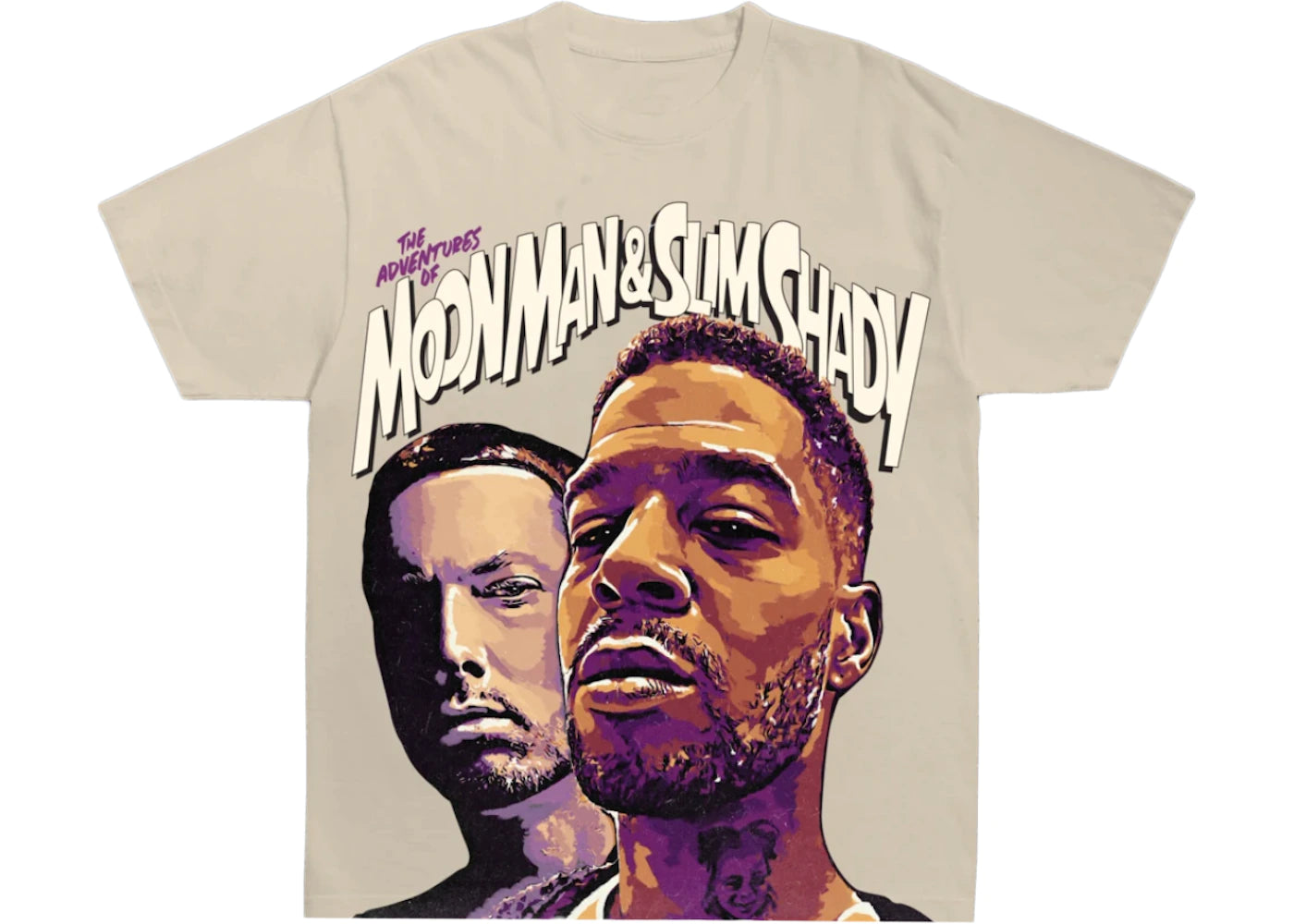Kid Cudi Moon Man & Slim Shady T-shirt Cream