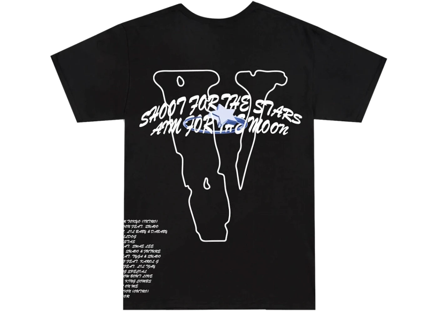 Pop Smoke x Vlone Tracklist camiseta negra