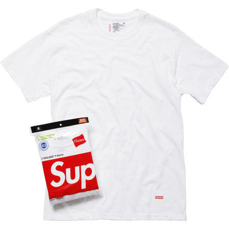 Supreme Hanes camisetas sin etiqueta (paquete de 3) blanco