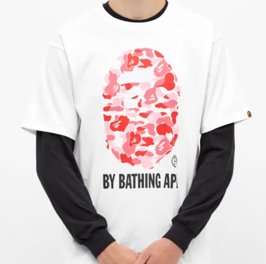 BAPE ABC Camo Big Ape Head Tee White/Pink