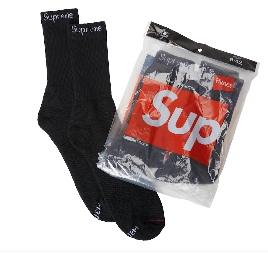 Calcetines Supreme Hanes (paquete de 4) negros