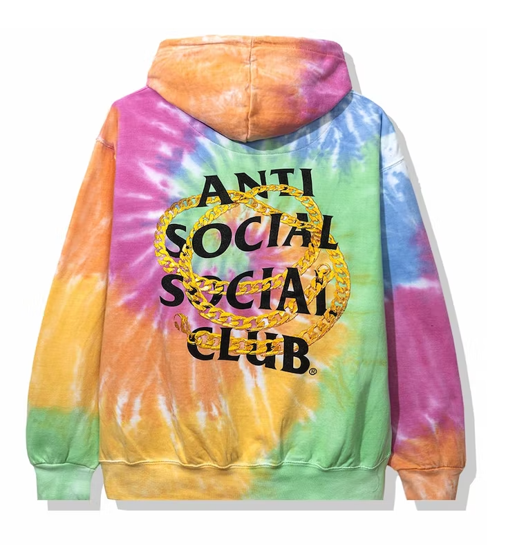 Anti Social Social Club Buena sudadera con capucha Rainbow Tie Dye