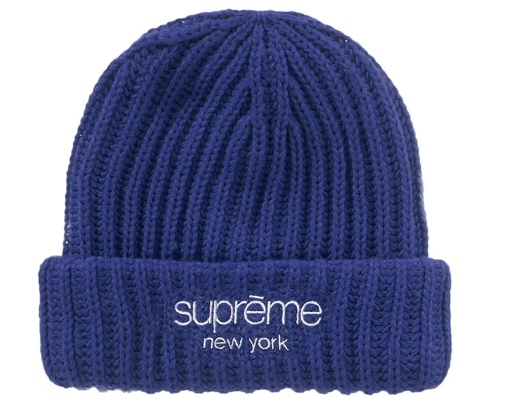 Gorro Supreme Ribbed (FW22) Azul Real Oscuro