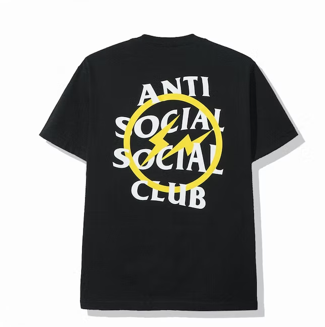 Camiseta Anti Social Social Club x Fragment Yellow Bolt (FW19) Negro