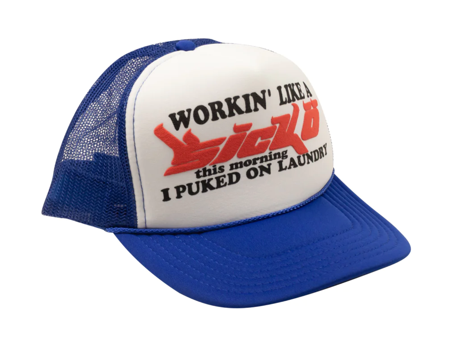 SICKO AZUL Y BLANCO TRABAJANDO COMO UNA GORRA DE CAMIONERO SICKO