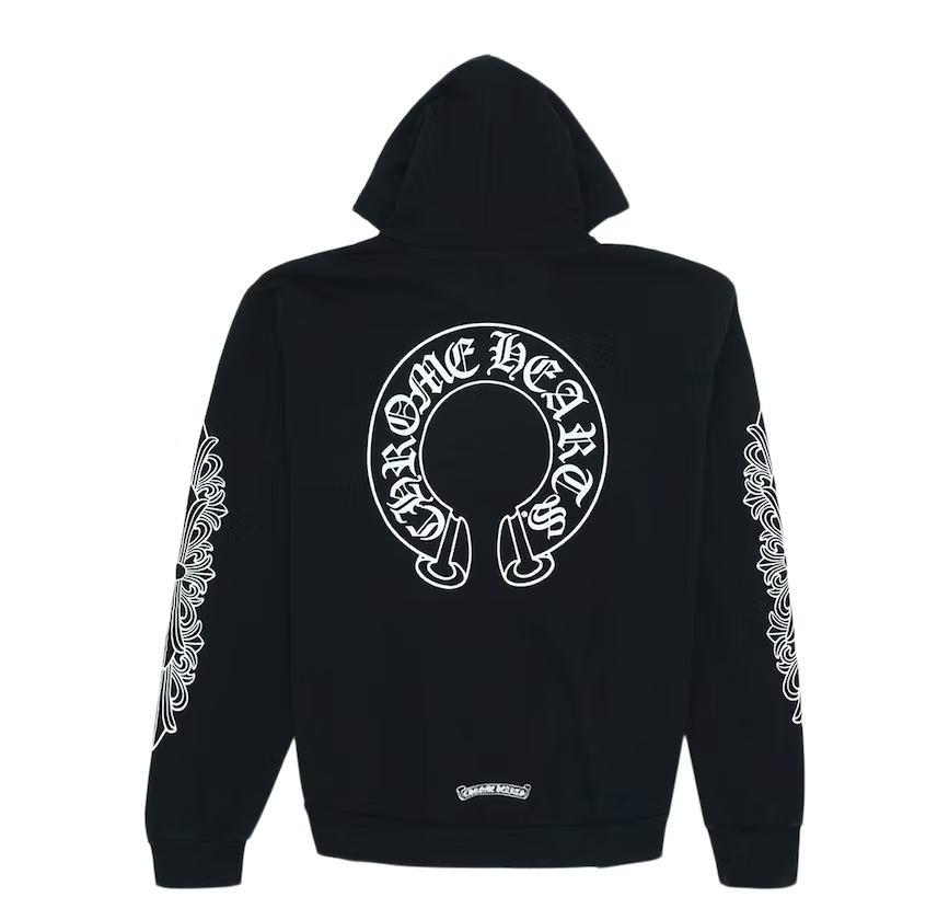 Chrome Hearts Horse Shoe Floral Hoodie Black