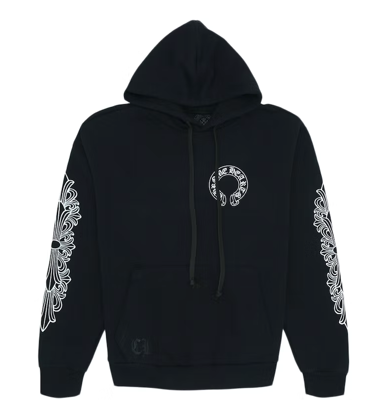 Chrome Hearts Horse Shoe Floral Hoodie Black
