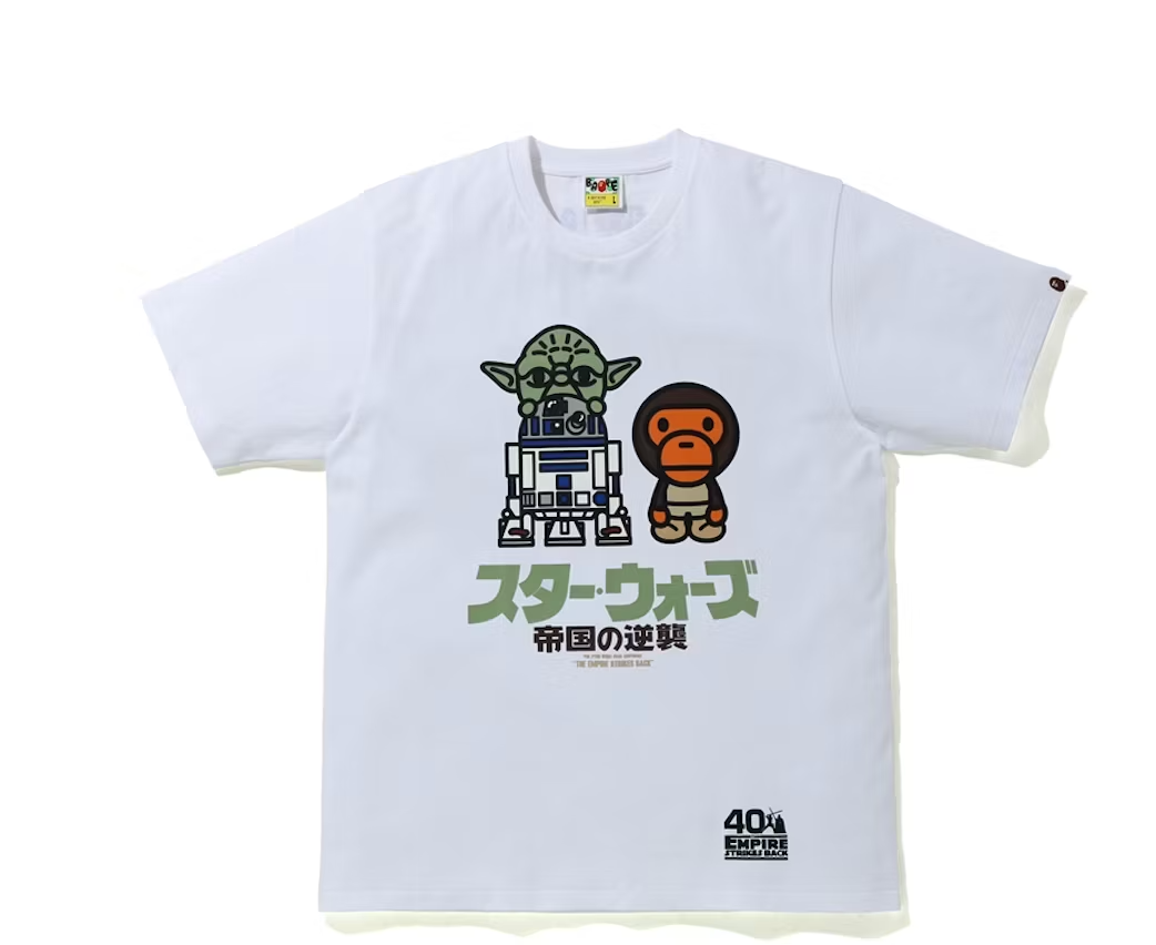 BAPE X Star Wars Baby Milo & Yoda Tee White