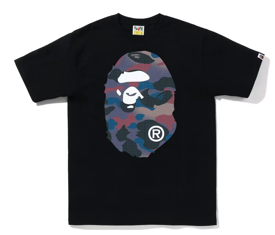 BAPE Grid Camo Big Ape Head Tee Black Purple