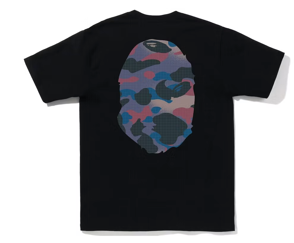 BAPE Grid Camo Big Ape Head Tee Black Purple