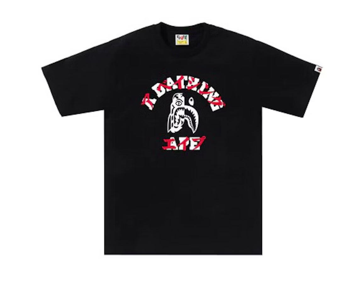 BAPE Tiger Shark Japanese Letter Tee Black
