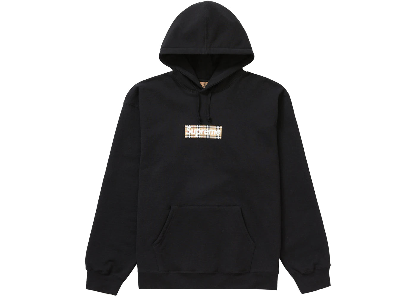 Supreme Burberry Box Logo sudadera con capucha negro