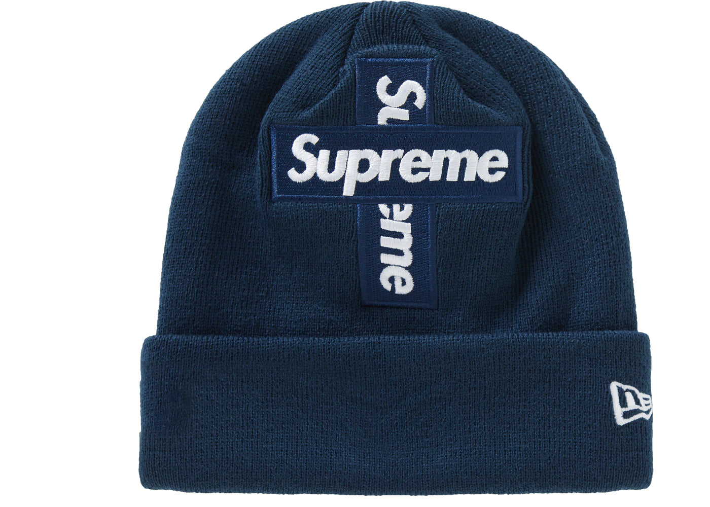 Supreme New Era Cross Box Logo Gorro azul marino