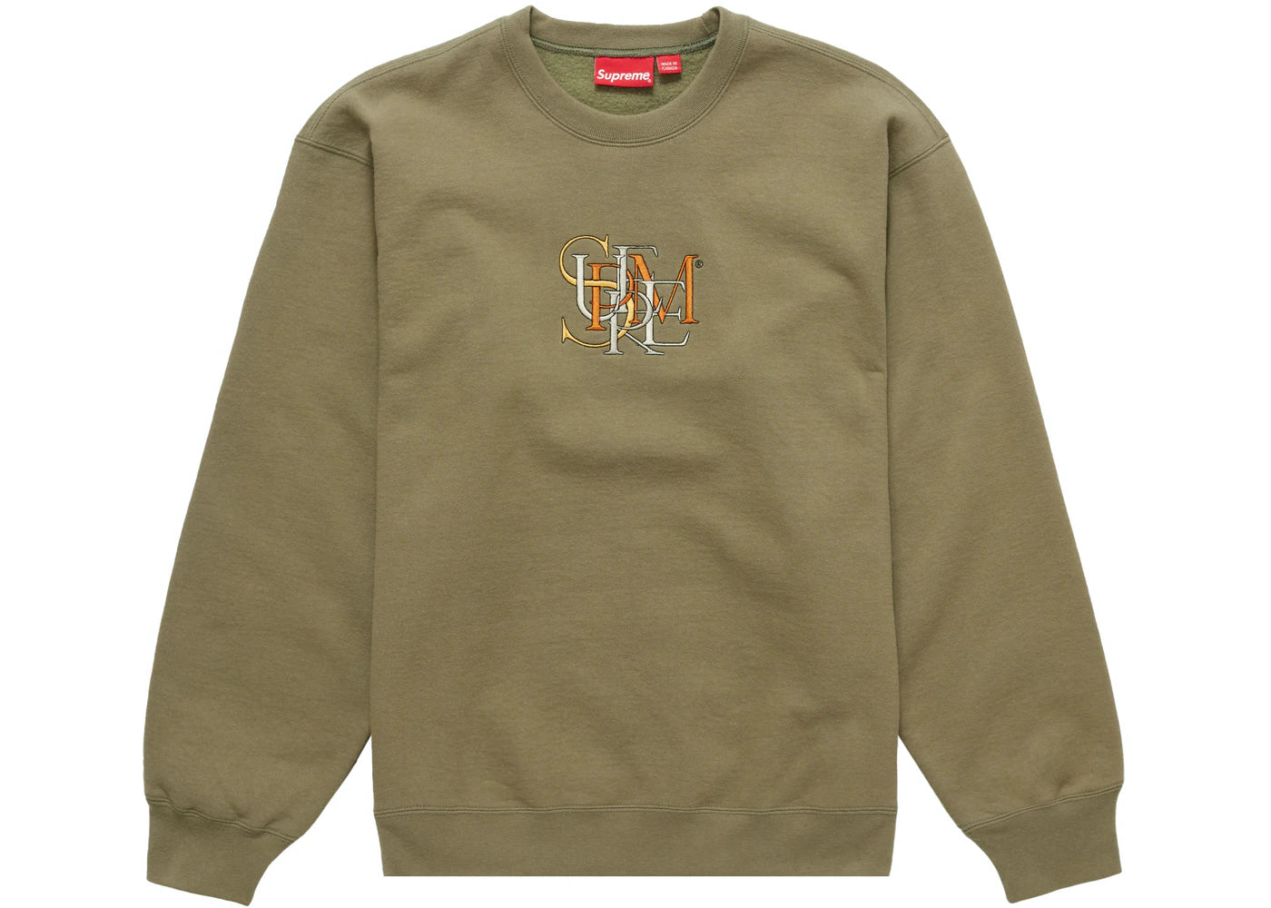 Supreme Overlap Crewneck Light Olive